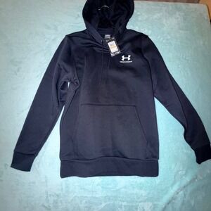 Under Armour Mens UA Icon Fleece Hoodie Loose Fit Black Small S NWT